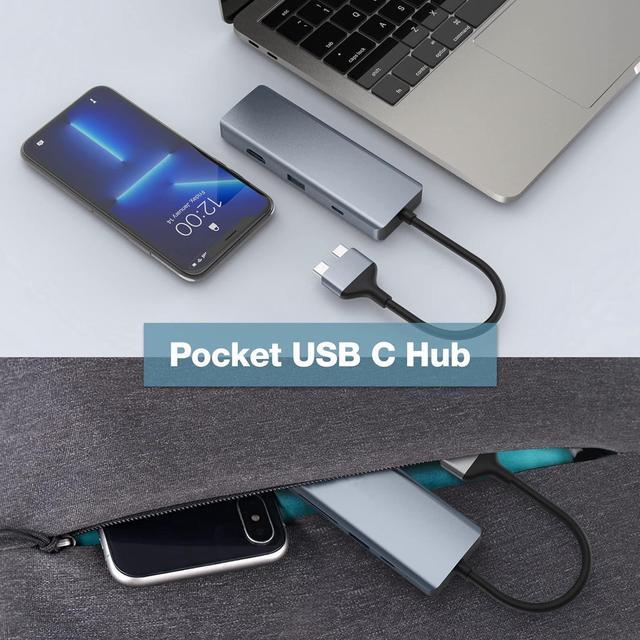 Alt view image 4 of 4 - 9 in 2 MacBook Air Adapter USB C Hub Triple Display for MacBook Pro Air Mac, MacBook Pro Docking Station 4K HDMI Dock with 100W PD,USB 3.0,SD/TF Card Reader,3.5mm Audio