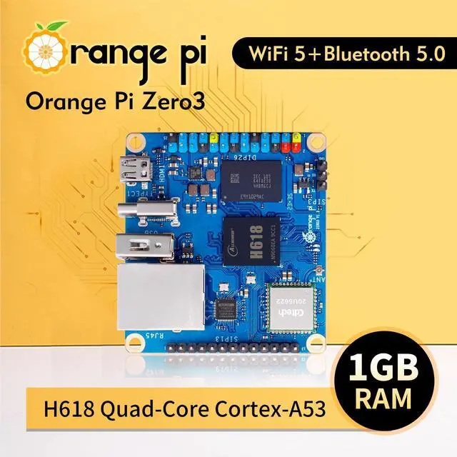 Alt view image 2 of 5 - Orange Pi Zero 3 1GB Kit LPDDR4 Allwinner H618 4-Core 64 Bit Single Board Computer with Expansion Board and Power Supply, WiFi 5.0/Bluetooth 5.0, Development Board Run Linux/Debian/Ubuntu/Android
