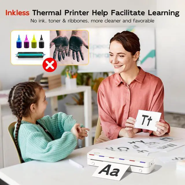 Alt view image 3 of 5 - Phomemo Portable Printers Wireless for Travel, Bluetooth Thermal Printer Support 8.5'' x 11'' US Letter Size, Inkless Portable Printer for Phone Laptop, Portable Wireless Printer for Office Home Use