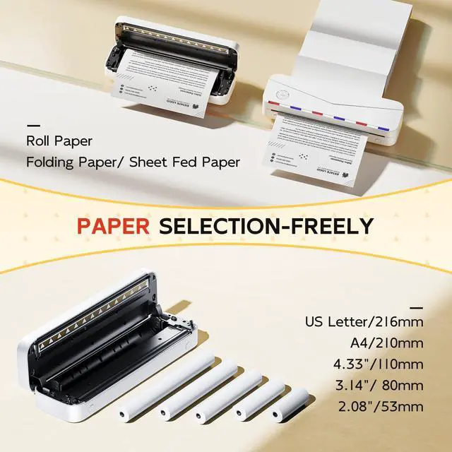 Alt view image 5 of 5 - Phomemo Portable Printers Wireless for Travel, Bluetooth Thermal Printer Support 8.5'' x 11'' US Letter Size, Inkless Portable Printer for Phone Laptop, Portable Wireless Printer for Office Home Use