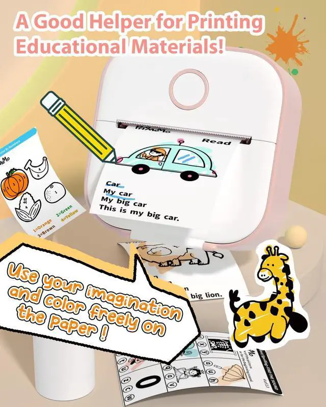 Alt view image 4 of 5 - Phomemo Sticker Printer- Print Pods Mini Sticker Printer Maker T02, Bluetooth Thermal Pocket Printer for Study Notes, Stickers, Photos, DIY Printing, Pink