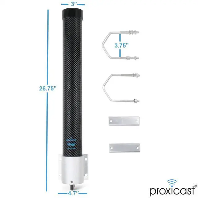 Alt view image 3 of 5 - Proxicast Pro-Gain 4G / 5G MIMO Antenna - Wide-Band Omni-Directional for Cellular Modems & Routers on Verizon, ATT, T-Mobile, Telus, Bell Canada, Rogers, Movistar, Telcel, Claro (ANT-127-05M Carbon)
