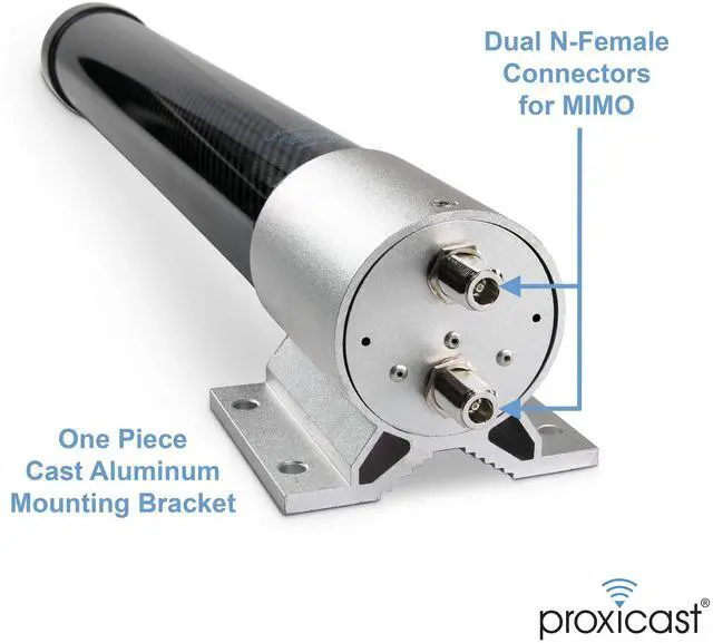 Alt view image 2 of 5 - Proxicast Pro-Gain 4G / 5G MIMO Antenna - Wide-Band Omni-Directional for Cellular Modems & Routers on Verizon, ATT, T-Mobile, Telus, Bell Canada, Rogers, Movistar, Telcel, Claro (ANT-127-05M Carbon)