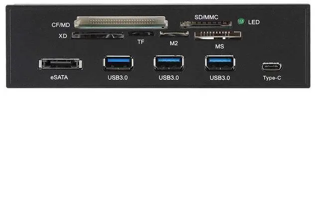 Alt view image 4 of 5 - PUSOKEI 5.25 Inch PC Card Reader, Internal Card Reader Dashboard Multifunction Multimedia PC Front Panel Support USB 3.0,USB 3.1,eSATA,M2,MSO, SD, MS, XD, CF Card