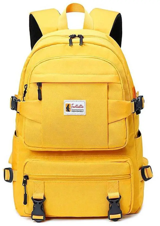 Alt view image 3 of 5 - AGOWOO College Backpack Teen Lightweight School Book Bag with USB Charger Port Casual Daypack (Yellow) for Women Men Youth