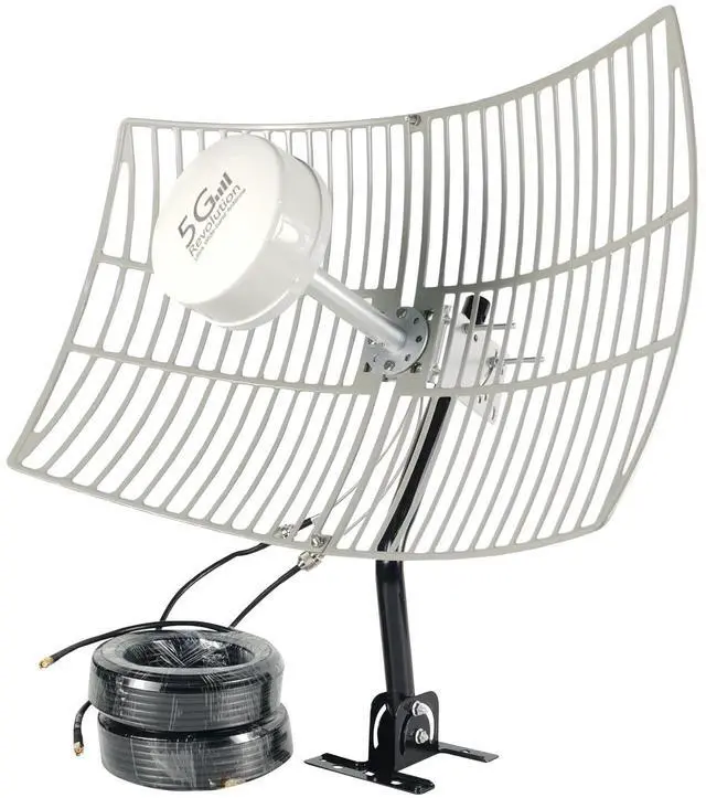 Main image of WiFi 5G 4G LTE 2x2 MIMO Parabolic Antennas Kit for 4G LTE 5G Hotspot Router T-Mobile Dish Grid Cellular Directional 2.4/5.8GHz WiFi 4G LTE Antenna Long Range 30dBi with SMA TS9 Cable Pole(Full Kit)