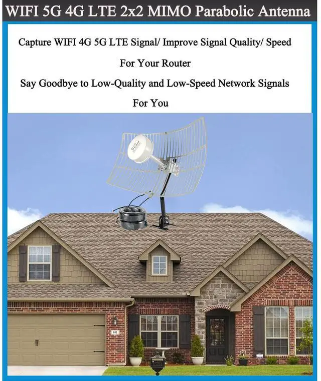 Alt view image 4 of 5 - WiFi 5G 4G LTE 2x2 MIMO Parabolic Antennas Kit for 4G LTE 5G Hotspot Router T-Mobile Dish Grid Cellular Directional 2.4/5.8GHz WiFi 4G LTE Antenna Long Range 30dBi with SMA TS9 Cable Pole(Full Kit)