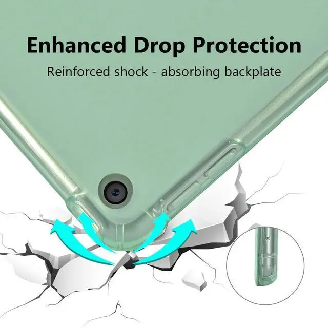 Alt view image 5 of 5 - JOYLAND Cute Space Dinosaur Pad Case for iPad 7th/8th/9th Generation, Full Body Protective with Pencil Holder, Smart Folding Case Clear, Auto Wake/Sleep Cover, 10.2 Inch, Green