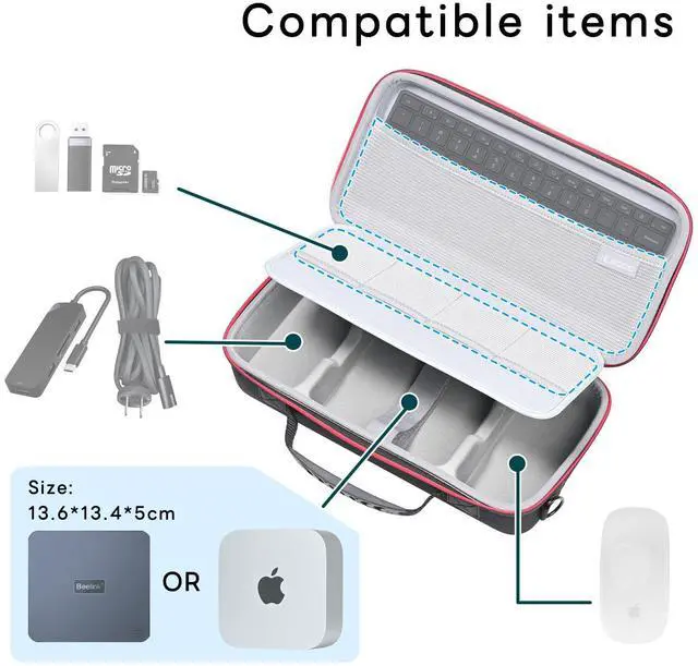 Alt view image 4 of 5 - RLSOCO Hard Case for Apple 2024 Mac Mini M4/M4 Pro - Suitable for Set Accessories:Adapters,Magic Mouse and Magic Keyboard with Non-number and more (Case Only)