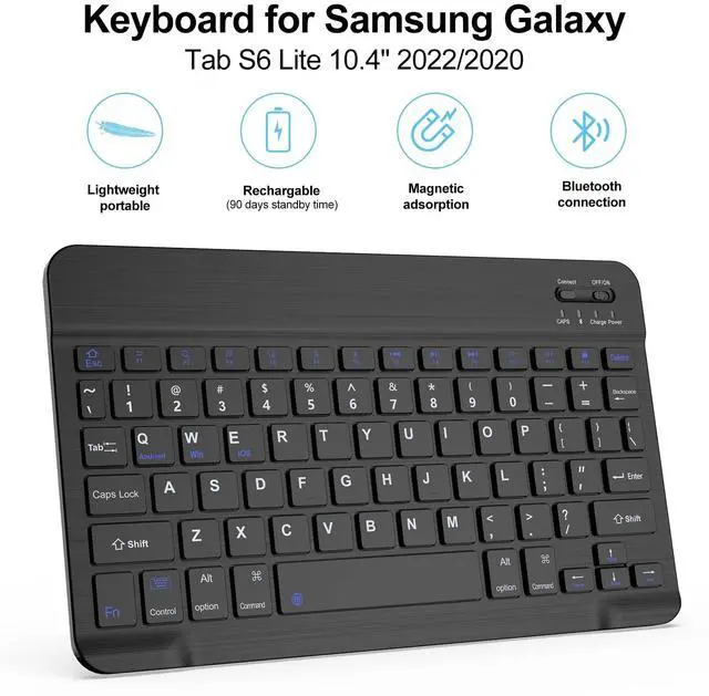Alt view image 3 of 5 - Keyboard Case for Galaxy Tab S6 Lite 10.4 in, Samsung S6 Lite Case with Keyboard 2024/2022/2020, Wireless Keyboard for Samsung Tab S6 Lite with Pen Holder Smart Tablet Cover for S6 Lite 10.4 Navy Blue