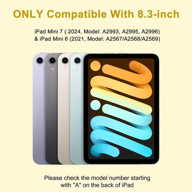 Alt view image 2 of 5 - iPad Mini 6th Gen Case with Keyboard & iPad Mini A17 Pro Keyboard Case, Detachable Bluetooth Keyboard for iPad Mini 7/6 8.3in with Pen Holder, Cute Folio Cover for iPad Mini 7th 2024/6th 2021, Yellow