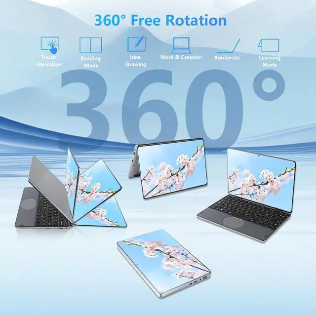 Alt view image 5 of 5 - BINHENGLON 11-inch Touchscreen 2-in-1 Convertible Laptop,Celeron N100 (Up to 3.4GHz),Win 11,16GB DDR4,1920 * 1200 IPS,Backlit Keyboard,Side Button Power on, Oval Touchpad(Gray, 16GB+512GB SSD).