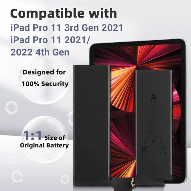 Alt view image 2 of 5 - Vvsialeek New A2369 Replacement Battery for iPad Pro 11 2021/2022 4th Gen/iPad Pro 11 3rd Gen 2021 A2377 A2460 A2459 A2301 with Technical Toolkit.