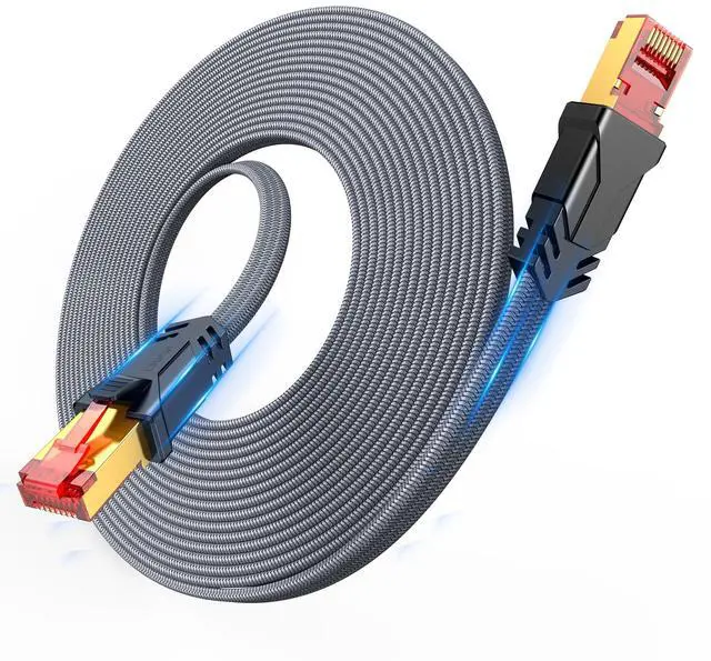Main image of Snowkids Cat 8 Long Ethernet Cable 40 FT/12M, Flat High Speed Ethernet LAN, 40Gbps, 2000Mhz Braided High Duty Internet Network Cable, RJ45 Connector for Modem/Router/PS3/4/5/Gaming/PC