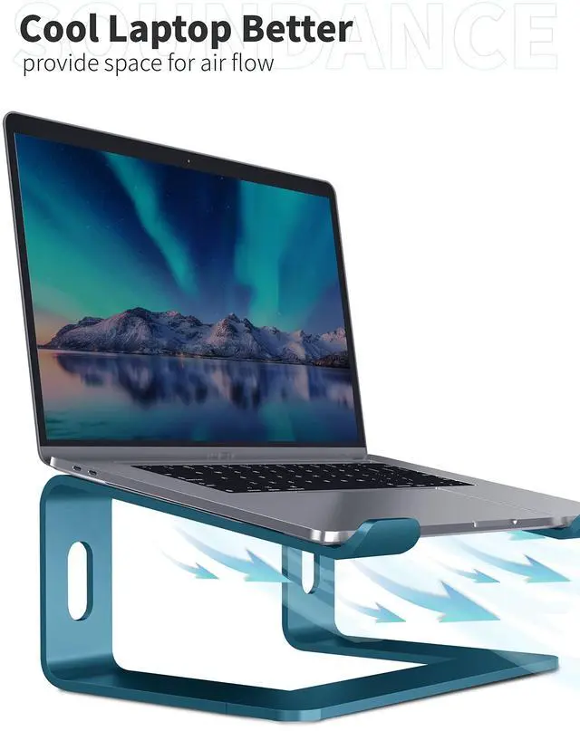 Alt view image 4 of 5 - SOUNDANCE Laptop Stand, Aluminum Computer Riser, Ergonomic Laptops Elevator for Desk, Metal Holder Compatible with 10 to 15.6 Inches Notebook Computer, Navy Blue