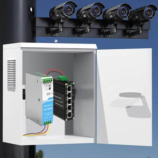 Main image of Industrial 5 Port PoE Switch with 120W Din Rail Power Supply