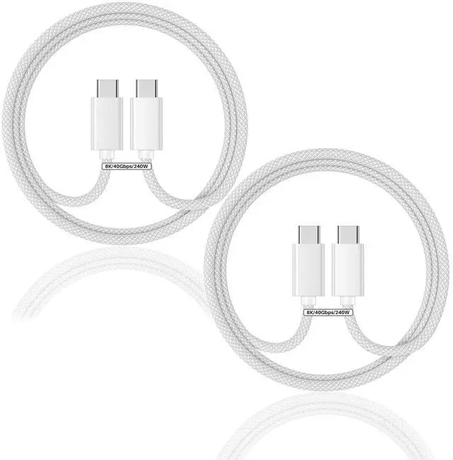 Main image of USB 4 Cable(5FT, 2-Pack, 240W) for Thunderbolt 4, Support Dual 4K/5K Display & 40Gbps Sync Data Fast Transfer, White USBC to USBC Cable Compatible for MacBook/iPhone 16/5K2K Monitor/SSD/Docking/Hubs