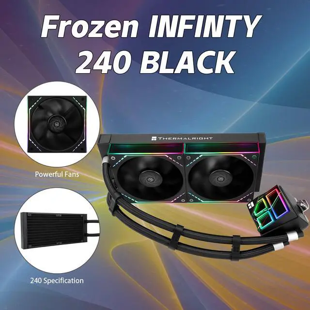 Alt view image 3 of 5 - Thermalrlght Frozen Infinity 240 Black CPU Aio Cooler,TL-M12*2 PWM Fans,Computer CPU Water Cooler,ARGB Infinity Mirror,240 CPU Liquid Cooling:LGA1851/1700/1150/1151/1200/2011,PC Water Cooling