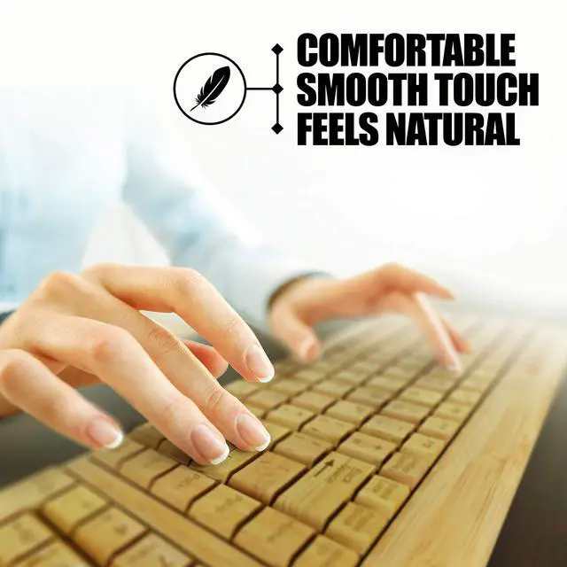 Alt view image 5 of 5 - Wireless Bamboo Keyboard and Mouse - Natural, Handmade, Eco-Friendly. Compact Keyboard with 2 Keypads. 3-Button Mouse with Scroll Wheel. Comes with a Wooden Pen by Trio Gato
