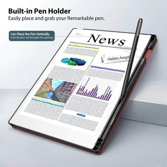 Alt view image 4 of 5 - TiMOVO Case for Remarkable Paper Pro 11.8Inch 2024, Lightweight Hard Back Shell Protective Book Folio Cover with Pen Holder for Remarkable Paper Pro Color Tablet, Support Auto Wake/Sleep, Wine Red