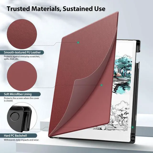 Alt view image 3 of 5 - TiMOVO Case for Remarkable Paper Pro 11.8Inch 2024, Lightweight Hard Back Shell Protective Book Folio Cover with Pen Holder for Remarkable Paper Pro Color Tablet, Support Auto Wake/Sleep, Wine Red