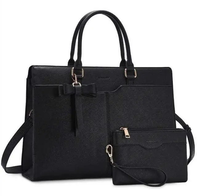 Main image of VX VONXURY Laptop Bag for Women Tote Bag for 15.6 inch Casual Handbag with Clutch Purse for Business Office Work, Black