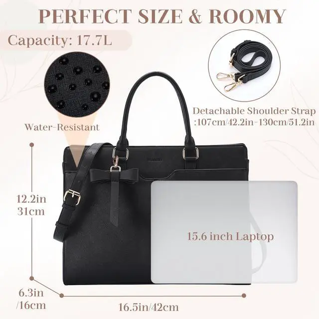 Alt view image 2 of 5 - VX VONXURY Laptop Bag for Women Tote Bag for 15.6 inch Casual Handbag with Clutch Purse for Business Office Work, Black