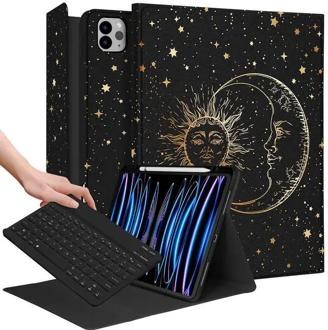 Main image of Wazzasoft for iPad Air 13 inch Case 2024 M2, for iPad Pro 12.9'' Case with Keyboard Pencil Holder Folio Tablet Cover Women Girls Cute Marble Aesthetic for Apple Air 11, Pro 12.9