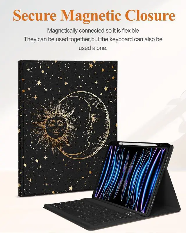 Alt view image 4 of 5 - Wazzasoft for iPad Air 13 inch Case 2024 M2, for iPad Pro 12.9'' Case with Keyboard Pencil Holder Folio Tablet Cover Women Girls Cute Marble Aesthetic for Apple Air 11, Pro 12.9