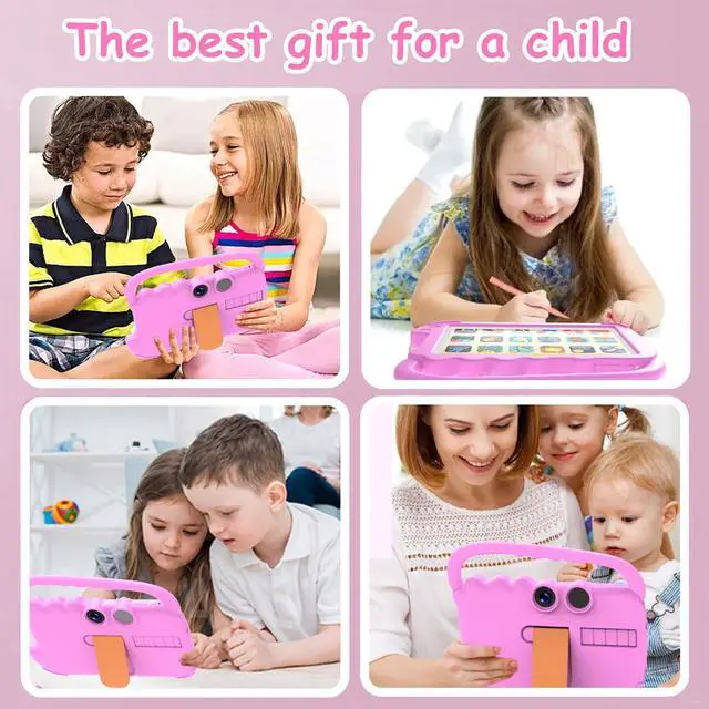Alt view image 2 of 5 - WUIUHOU Kids Tablet, Toddler Tablet, 7-inch Tablet, 4GB + 32GB Android 12 Tablet, WiFi Dual Camera, HD IPS Safety Eye Protection Screen, Parental Control APP, Latest Model Kid Tablets. (Pink)