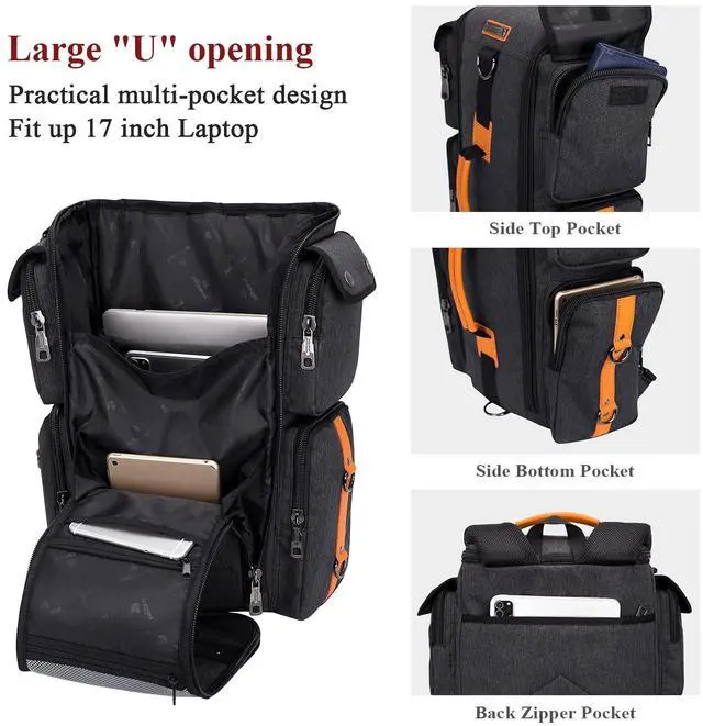 Alt view image 4 of 5 - WITZMAN Travel Backpack for Men Carry On Backpack Duffel Bag Large Capacity Laptop Backpack 17 Inch and Travel Backpack Expandable Bag USB Charging Port