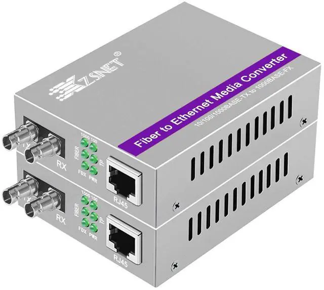 Main image of XZSNET A Pair of Gigabit ST to RJ45 Converter, Multi-Mode Fiber to Ethernet Media Converter (Built-in Module, 850nm, 550m), Plug & Play, 10/100/1000 Base-T Compatible, Auto-Negotiation, Jumbo Frame