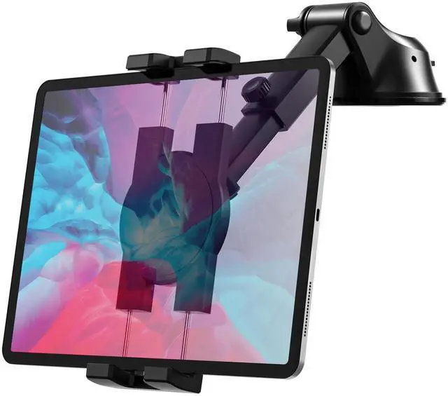 Main image of YOOZ Dashboard Car Tablet Mount Suction [Telescopic Adjustable Arm] Car Dash Windshield Tablet Holder for iPad Pro 12.9 Air Mini, Galaxy Tabs, Fold, iPhone, 4-13" Tablets & Phones