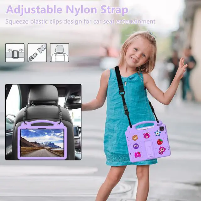 Alt view image 3 of 5 - YRH Kids Case for iPad Air 13 inch M2/M3 (2024/2025), for iPad Pro 13 inch 7th Gen M4 (2024)/Pro 12.9 inch (2022/2021/2020), Purple