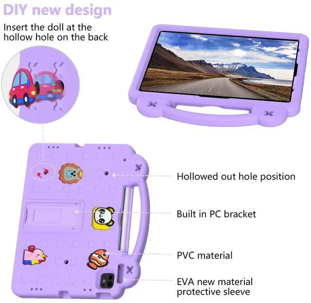 Alt view image 5 of 5 - YRH Kids Case for iPad Air 13 inch M2/M3 (2024/2025), for iPad Pro 13 inch 7th Gen M4 (2024)/Pro 12.9 inch (2022/2021/2020), Purple