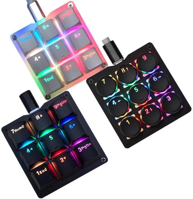 Alt view image 2 of 5 - Yoqanr Macro Keyboard Mechanical Numpad One Handed Gaming 24 Macro Programmable Setting Keypad 9-Keys Number Pad Keyboard Electric Contest Game Blue LED Backlit Gaming Keyboard for Red Switch