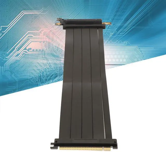 Alt view image 5 of 5 - Yunir PCIE 4.0 X16 Riser Cable, 15.8in High Speed Flexible GPU Extension Cable with Anti Interference, Lossless, 90 Degree Connector, for RTX4090 RX6950XT