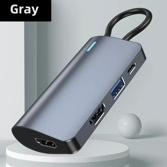 Alt view image 4 of 5 - Govalue USB C Hub - 6-in-1 USB C Adapter with 2 HDTV Splitter, 4K HDTV Port, PD 100W Charging, SD TF Card Reader for iPad Pro, MacBook Pro Laptops