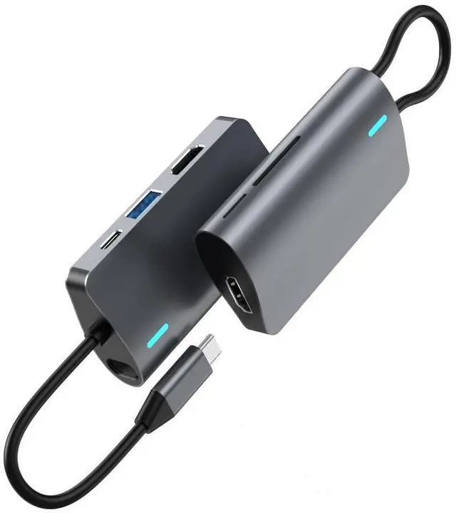 Alt view image 3 of 5 - Govalue USB C Hub - 6-in-1 USB C Adapter with 2 HDTV Splitter, 4K HDTV Port, PD 100W Charging, SD TF Card Reader for iPad Pro, MacBook Pro Laptops