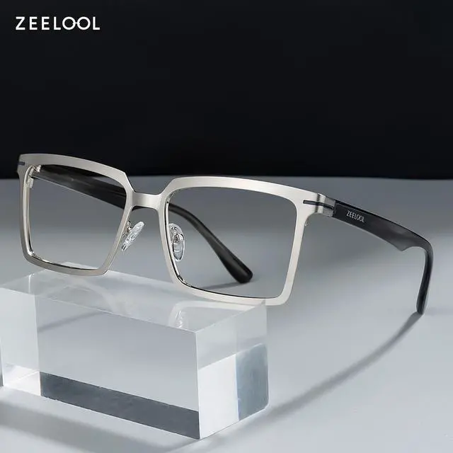 Alt view image 2 of 5 - Zeelool Blue Light Glasses for Men Classic Rectangle Blue Light Blocking Glasses TV Phone Computer Gaming Glasses Sharma ZJGM883077-02 Silver