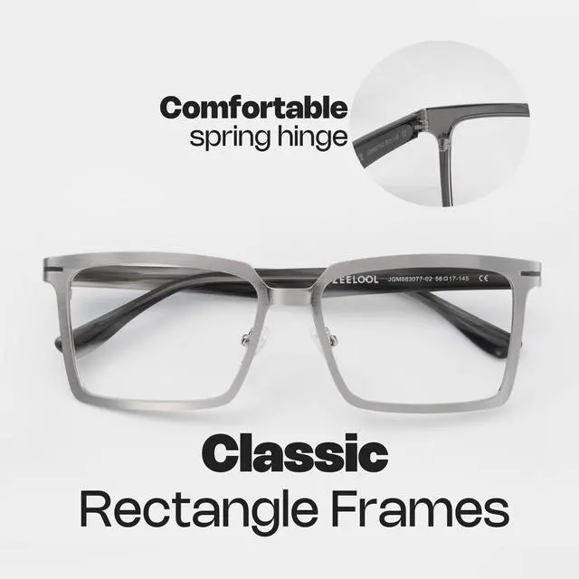 Alt view image 5 of 5 - Zeelool Blue Light Glasses for Men Classic Rectangle Blue Light Blocking Glasses TV Phone Computer Gaming Glasses Sharma ZJGM883077-02 Silver