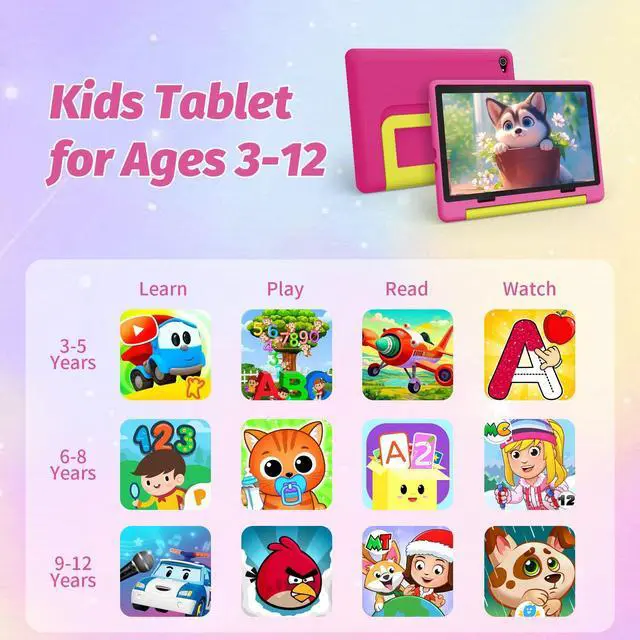 Alt view image 5 of 5 - ZOFYWNAS Kids Tablet 10 Inch Android 14 Tablet for Kids Ages 3-12, Octa-Core with Case, Parental Controls,14GB+64GB Storage (TF Expand 1TB), 5G WiFi, BT5.3, Pink