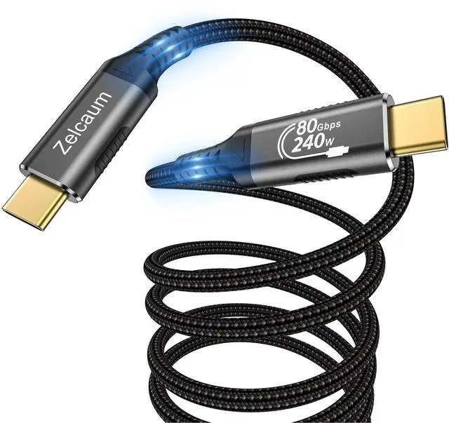 Main image of Zelcaum 80Gbps USB C Thunderbolt 5 Cable, Up to 120Gbps Bandwidth Boost, 16K 8K Video Sync Display, 240W Fast Charging, Fully Compatible with Thunderbolt 4/3, Type USB-C, USB4 / Gen4 Devices, 6FT