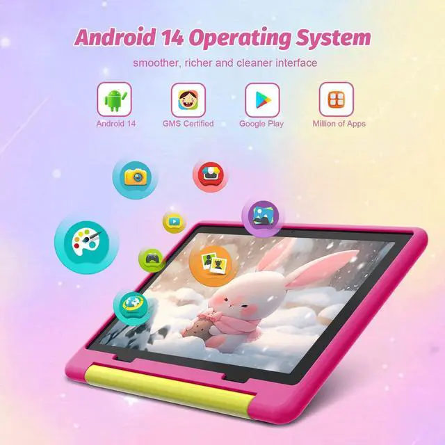 Alt view image 2 of 5 - ZOFYWNAS Kids Tablet 10 Inch Android 14 Tablet for Kids Ages 3-12, Octa-Core with Case, Parental Controls,14GB+64GB Storage (TF Expand 1TB), 5G WiFi, BT5.3, Pink