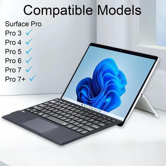 Alt view image 2 of 5 - mobee Type Cover for Microsoft Surface Pro 7+/ Pro 7 / Pro 6 / Pro 5 / Pro 4 / Pro 3, Bluetooch Type Keyboard with Multi-Touch Trackpad, Ultra Silm (Charcoal with Backlit)