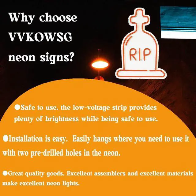 Alt view image 4 of 6 - VVKOWSG Gravestone LED Neon Sign Super Bright Acrylic Handmade Halloween Led Light Neon Light Size 11.8x15.7 in Tombstone Neon Sign for Shop Window Store Display Beer Bar Nightclub Grand Opening Gift