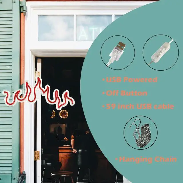 Alt view image 3 of 7 - VVKOWSG Sport LED Neon Sign Super Bright Acrylic Handmade Ball Led Light Neon Lights Sport Signs for Shop Window Store Display Beer Bar Nightclub Grand Opening Gift (Flame)