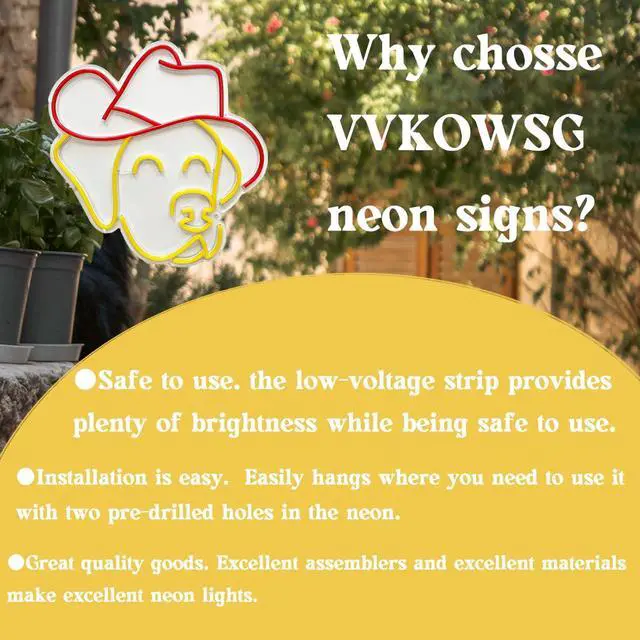 Alt view image 4 of 7 - VVKOWSG Cowgirl Hat LED Neon Sign Super Bright Acrylic Dimmable Cowboy Neon Light for Shop Window Store Display Beer Bar Nightclub Grand Opening Gift (Cowboy Hat Dog)