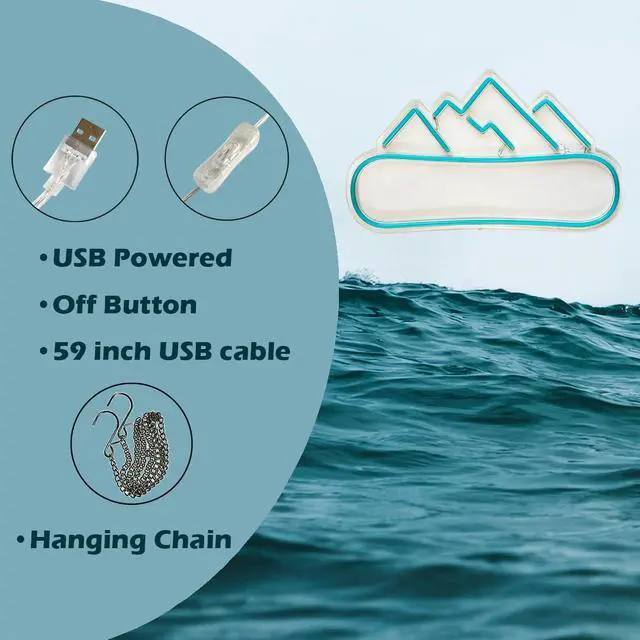 Alt view image 3 of 7 - Snowboarding LED Neon Sign Super Bright Acrylic Dimmable Snowy Mountain Led Light Size 15.7x8.6 in Skiing Neon Light for Shop Window Store Display Beer Bar Nightclub Grand Opening Gift