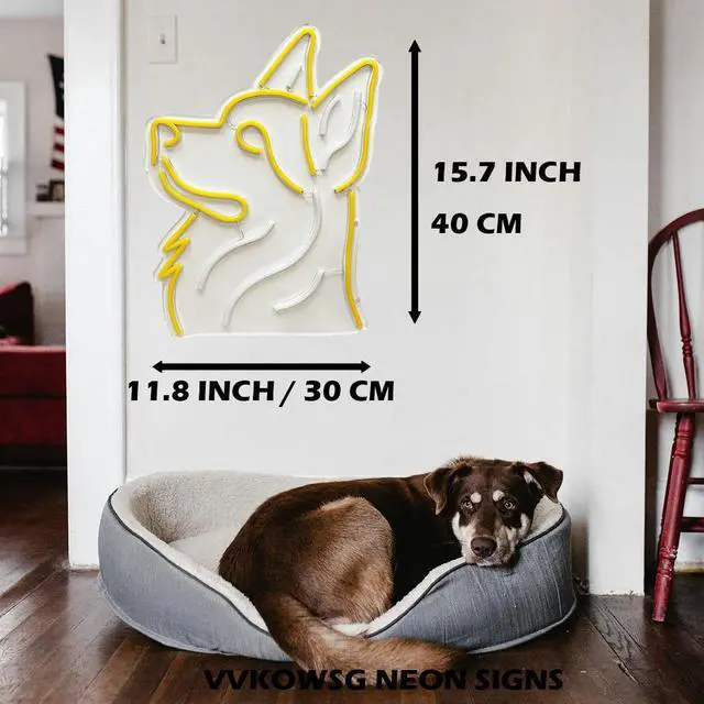 Alt view image 3 of 7 - Dog LED Neon Sign Super Bright Acrylic Dimmable German Shepherd Led Light Size 15.7x11.8 in Dog Neon Light for Dog Lovers Window Store Display Beer Bar Nightclub Grand Opening Gift(German Shepherd)